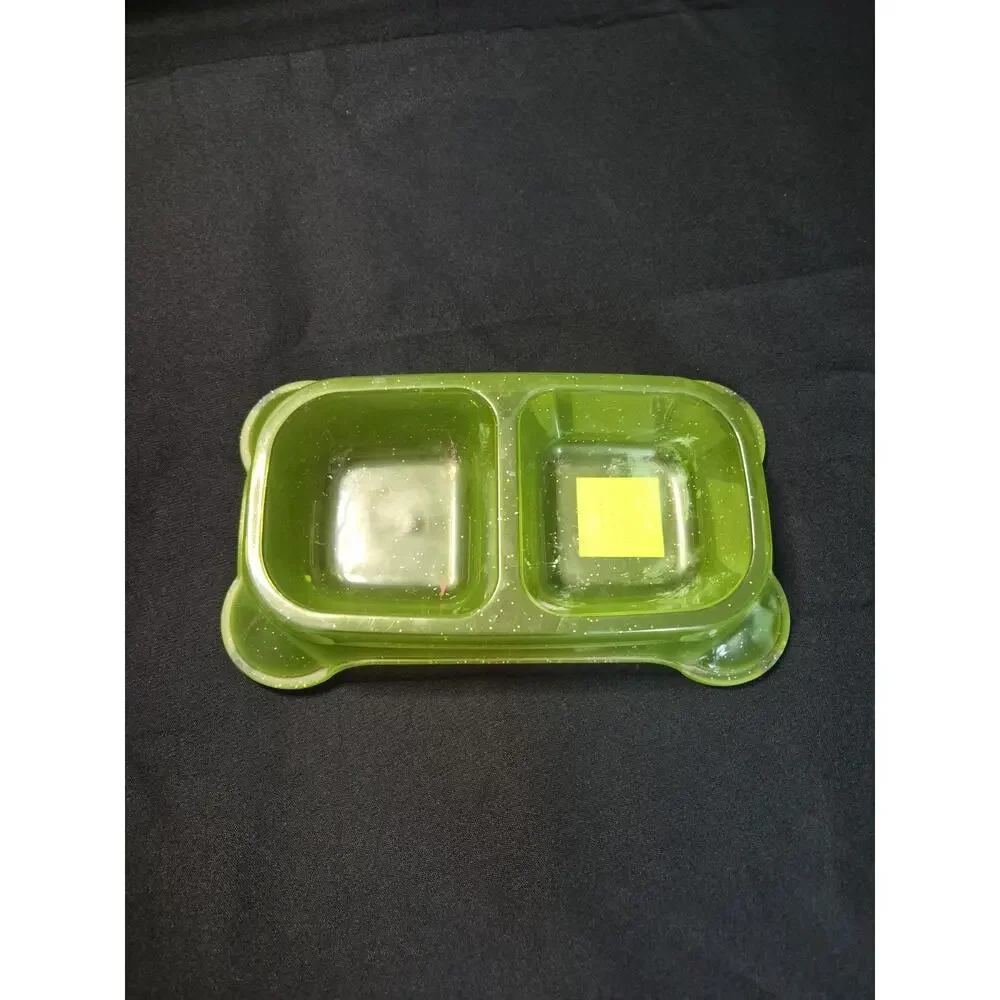 Divided Bowl Green Non-Skid Food & Water Pet Cat Dog Bowl 16oz Divided Dish